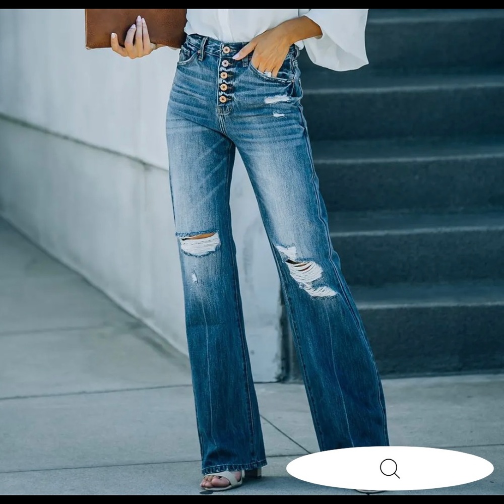 Vici High rise distressed flare denim size 3/25